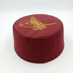 Tuğralı Kalıp Namaz Takkesi - Bordo